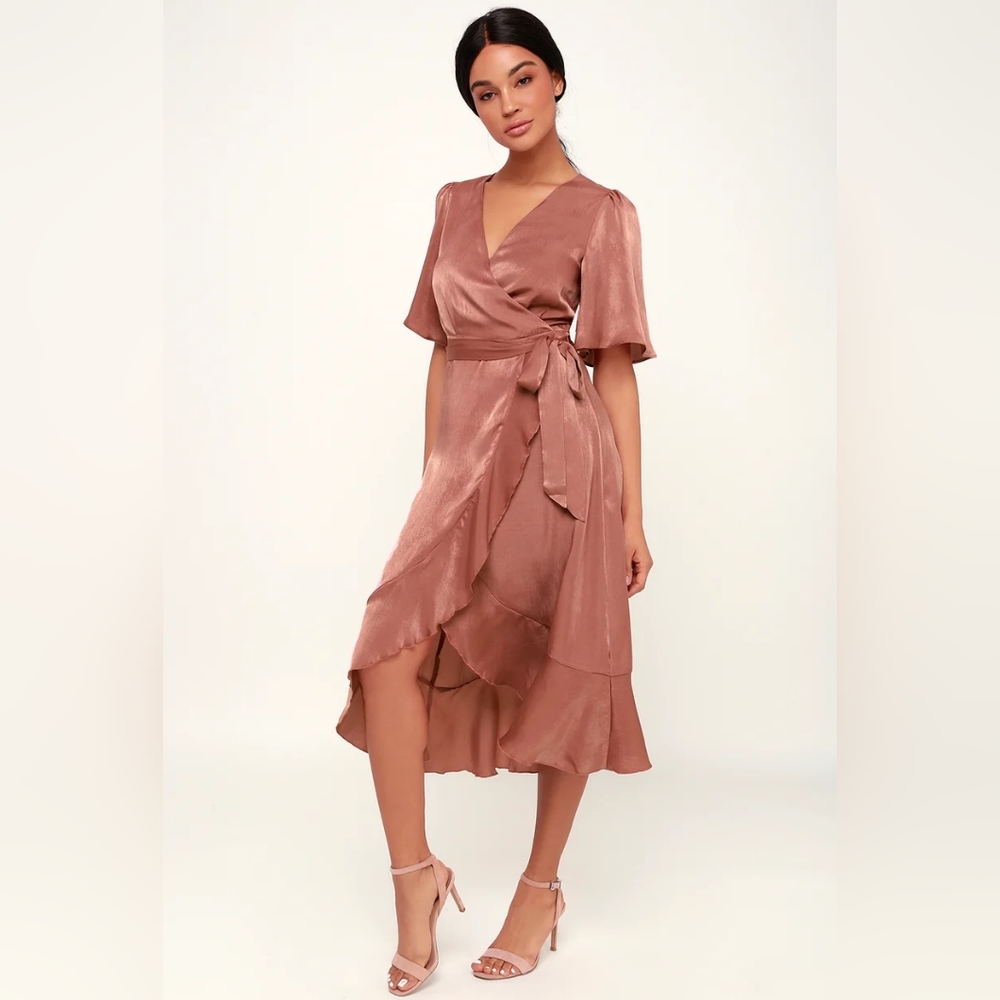 Mauve Silk Wrap Dress